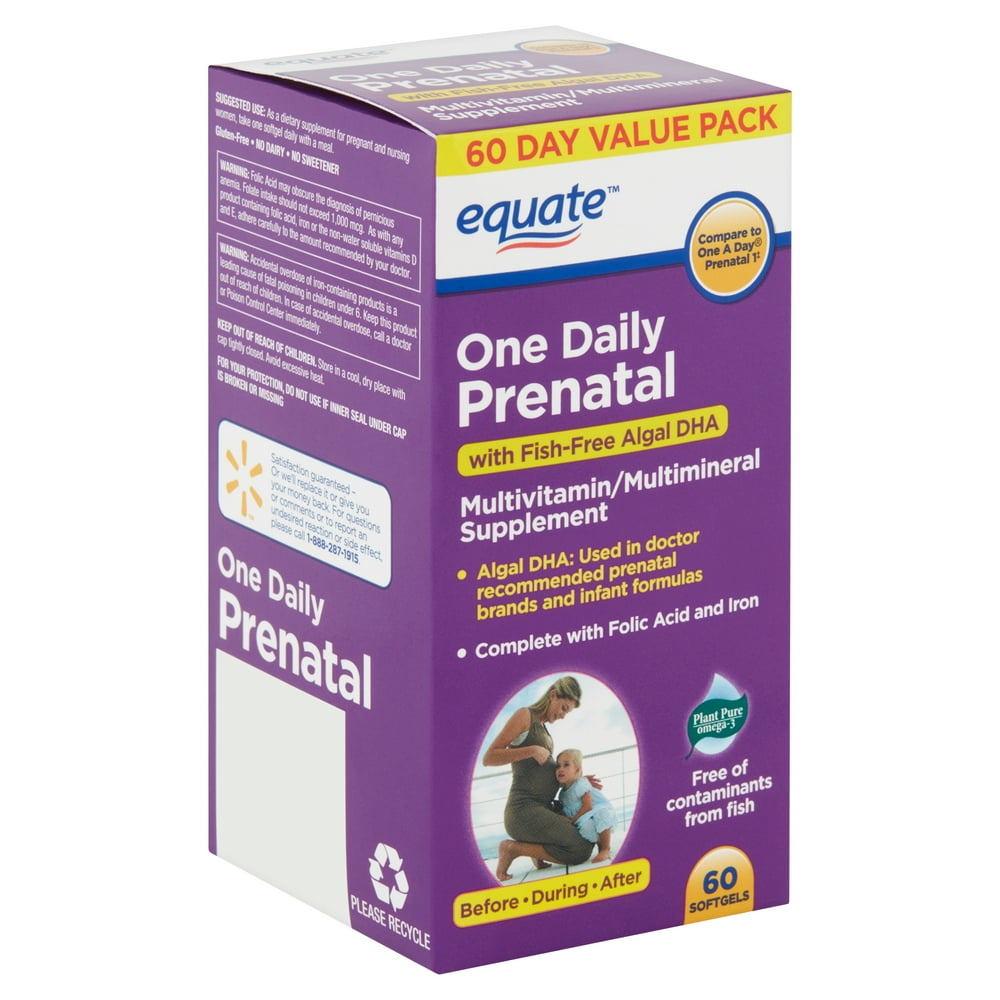 Equate One Daily Prenatal Softgels Value Pack, 60 count