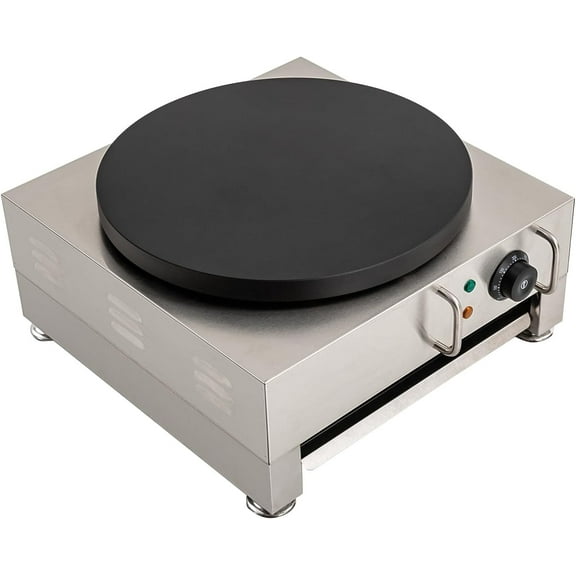 Electric Crepe Maker, 110V 1650W Powerful Stainless Steel Electric Crepe Machine, 16-Inch Non-Stick Crepe Pancake Machine with Temperature Control,  Pancake Maker for Restaurant Kitchen