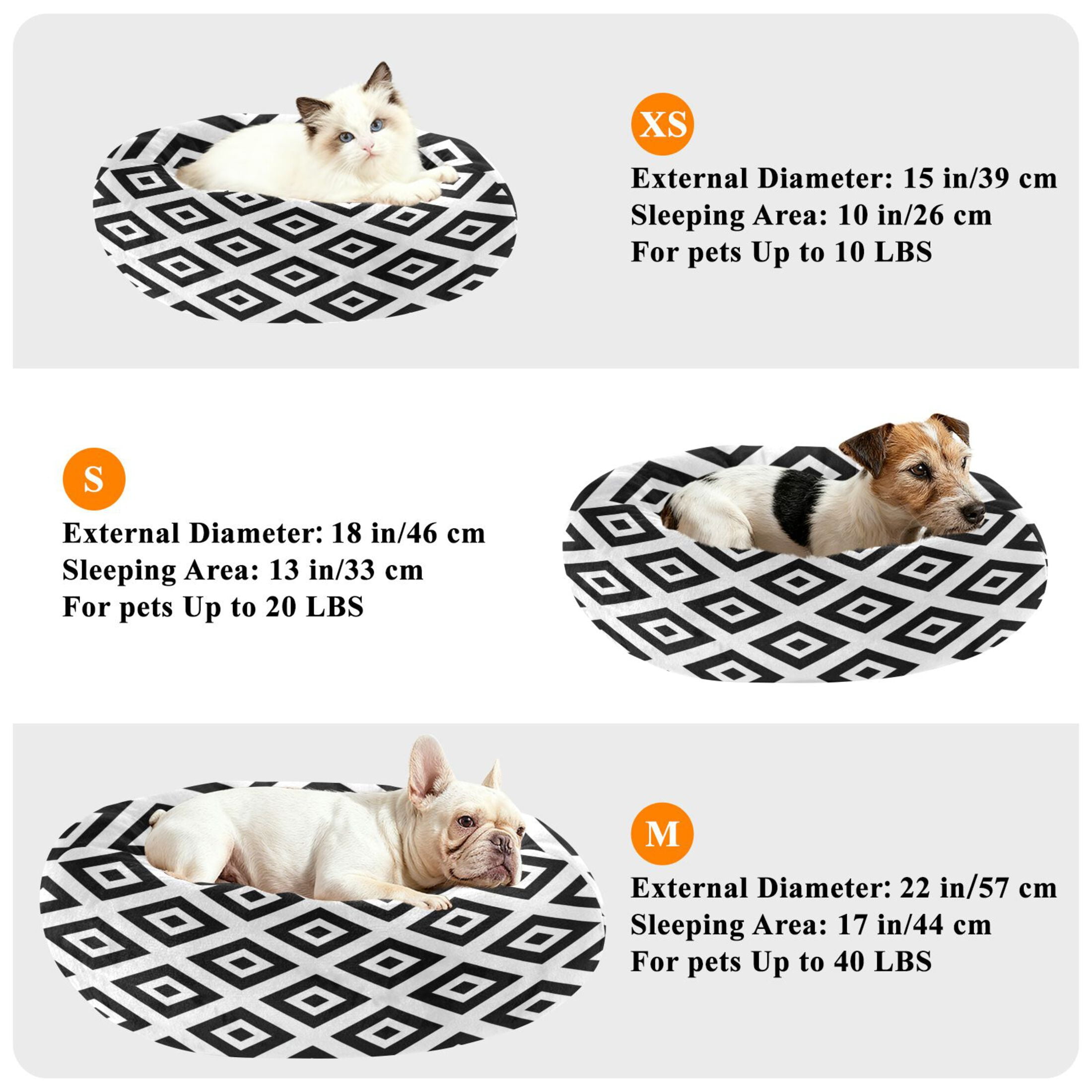 Iauyy Pet Couch Donut Cat Bed for Indoor Cats/Small Dogs Washable & Machine with Non-slip Bottom Calming Cat Furniture, Square Painted in Uniform Colors (XS)