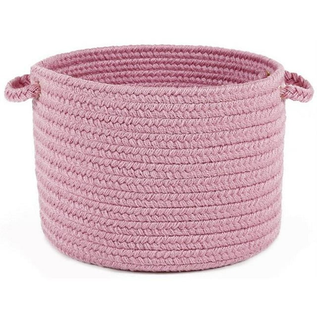 Rhody Rug HB08B014X010 14 x 10 in. Happy Braids Solid Pink Basket