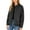 #120-Black, variant on Wowcloth Woman Leather Jacket, Solid Color with Pockets and Buttons, Long Sleeve Zipper Front, Stand Collar for Casual Outdoor and Daily Wear