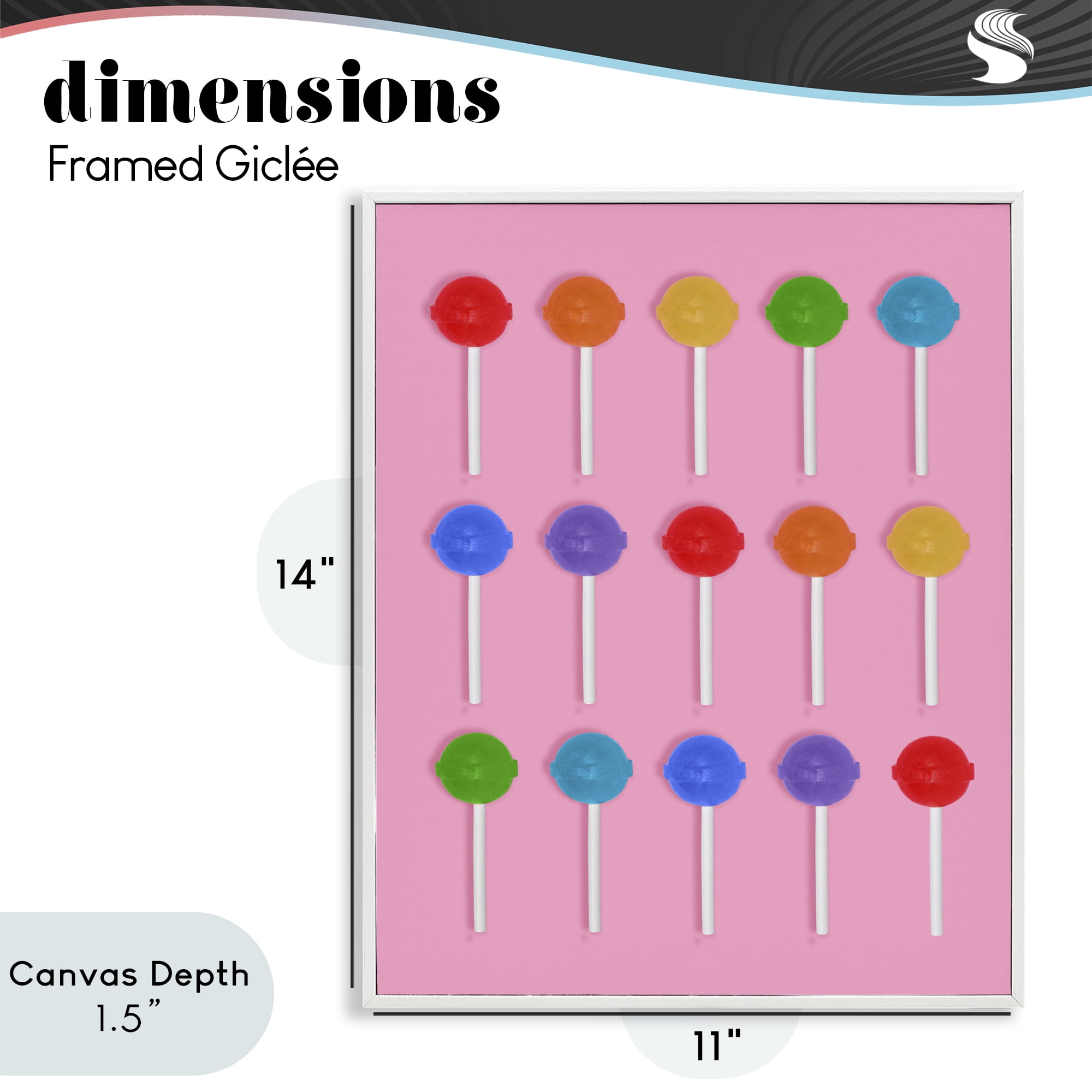 Stupell Industries Rainbow Lollipop Grid White Framed Giclee Art, design by LISH Creative