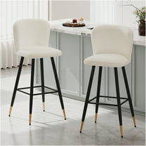 JERFIT Modern Bar Stools Set of 2, 30 Inch Counter Height Swivel Stools with Padded Fabric Seat, Black and Gold Metal Legs for Kitchen Island, Dining Room, Bar