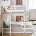 thumbnail image 2 of Zimtown Bunk Bed Twin over Full with 14.57" Height Safety Guardrail, Low Floor Wood Bed Frame , White, 2 of 9