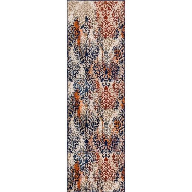 Well Woven LX-21-2 Damask Modern Distressed Runner Rug, Multicolor - 2 ft. 3 in. x 7 ft. 7 in.