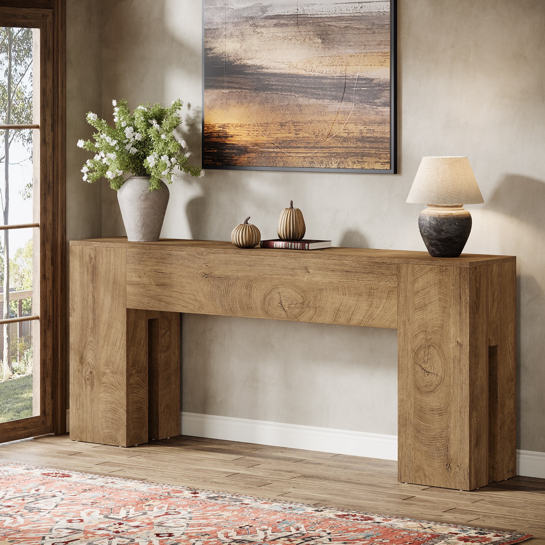Tribesigns 71-inch Long Console Table for Entryway, Farmhouse Sofa Console Behind Couch, Entry Table for Hallway, Light Brown