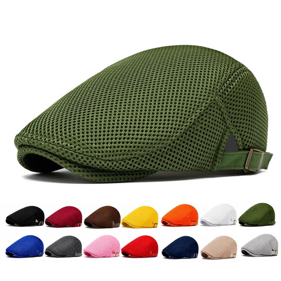 Flat Caps Hats for Men,Men's Mesh Flat Cap,Breathable Newsboy Hat