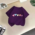 thumbnail image 2 of Utlike Girls Shirt Cute Print Graphic Round Neck Short Sleeve Summer Casual T Shirt Everyday Wear Tee Size 11 Years-12 Years Purple, 2 of 4