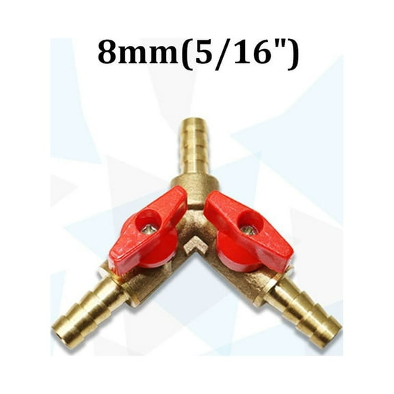 5/16 ID Hose Barb, Y Shaped Type 3 Way Union Brass Shut Off Ball Valve Fitting