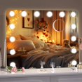 thumbnail image 1 of Hasipu Vanity Mirror with Lights, Hollywood 18" x 14" LED Makeup Mirror, 3 Modes Light, Smart Touch Control Dimmable, 360°Rotation, Rounded Rectangle White Frame, 1 of 8