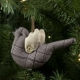 thumbnail image 3 of Northlight 8" Brown and Beige Houndstooth Plaid Bird Christmas Ornament, 3 of 5