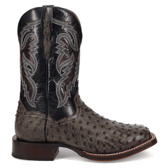 Dan Post Boots Mens Alamosa Embroidered Ostrich Square Toe Pull On Cowboy