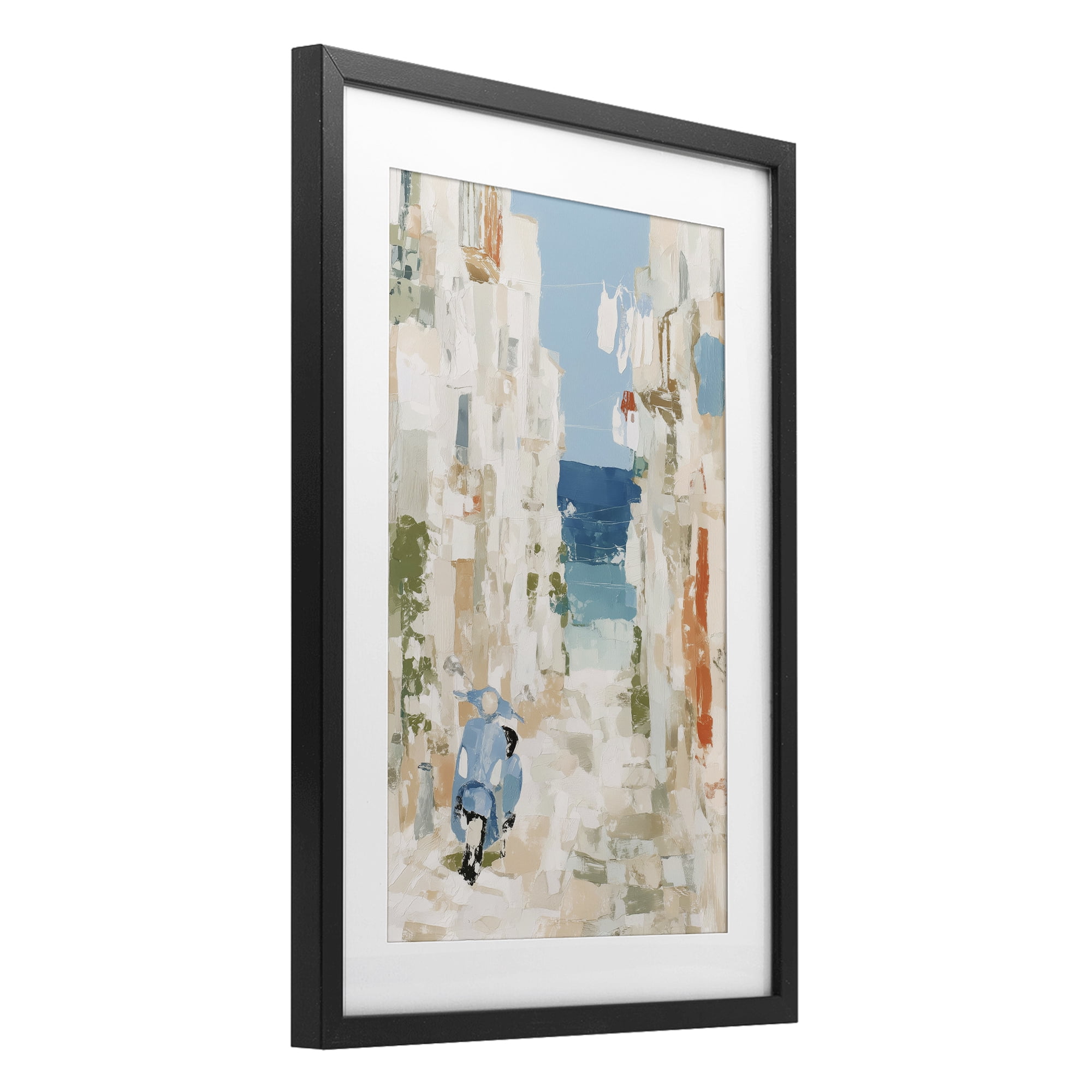 Stupell Industries Narrow Alley with Vespa Black Framed Print Under Glass, design by Chromatic Storm Studio