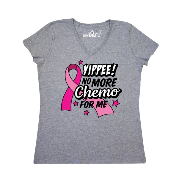 Inktastic Yippee No More Chemo For Me With Breast Cancer Ribbon Women S V Neck T Shirt Walmart Com Walmart Com
