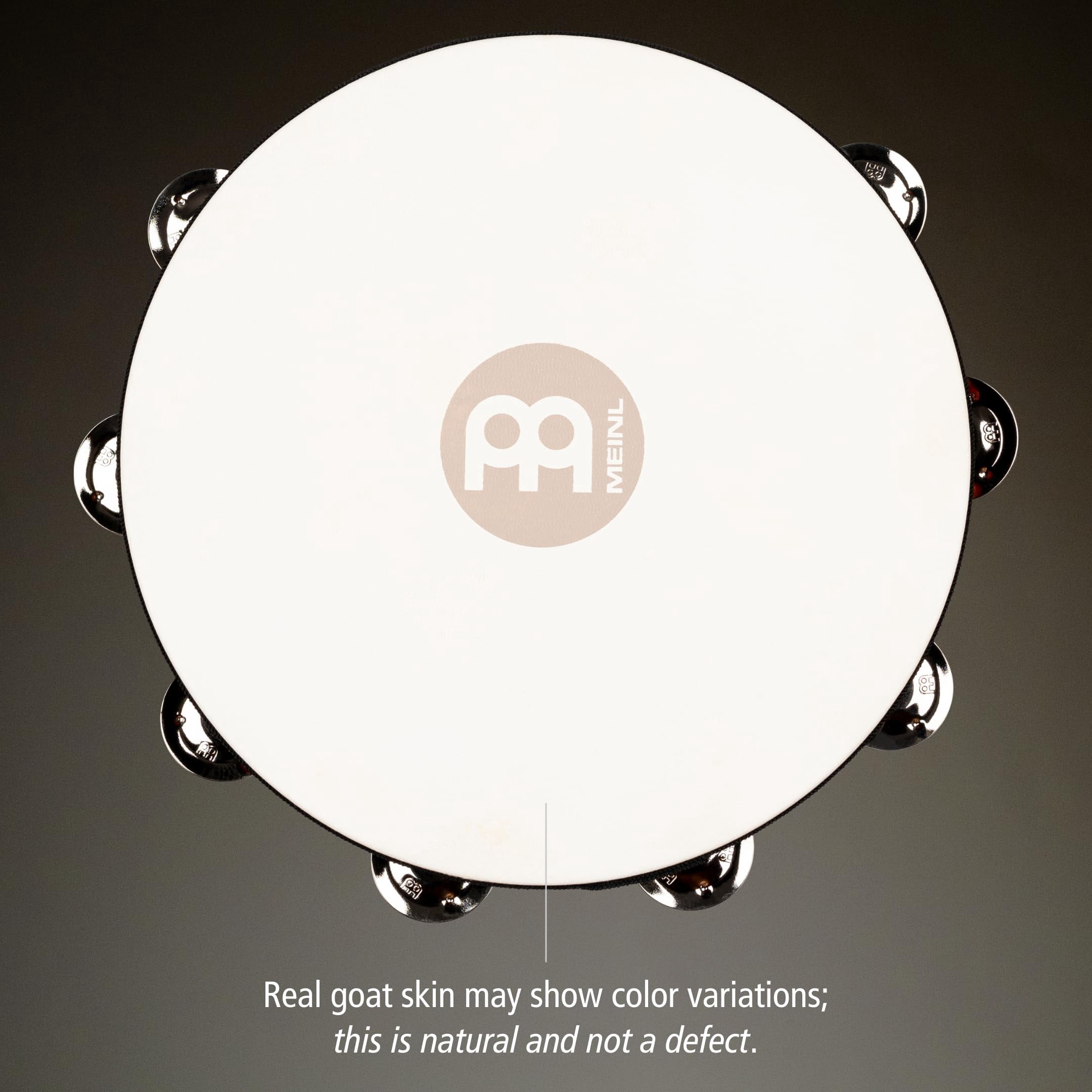 Tah2ab Traditional 10-inch Wood Tambourine With Goat Skin Head And Steel Jingles  2 Row