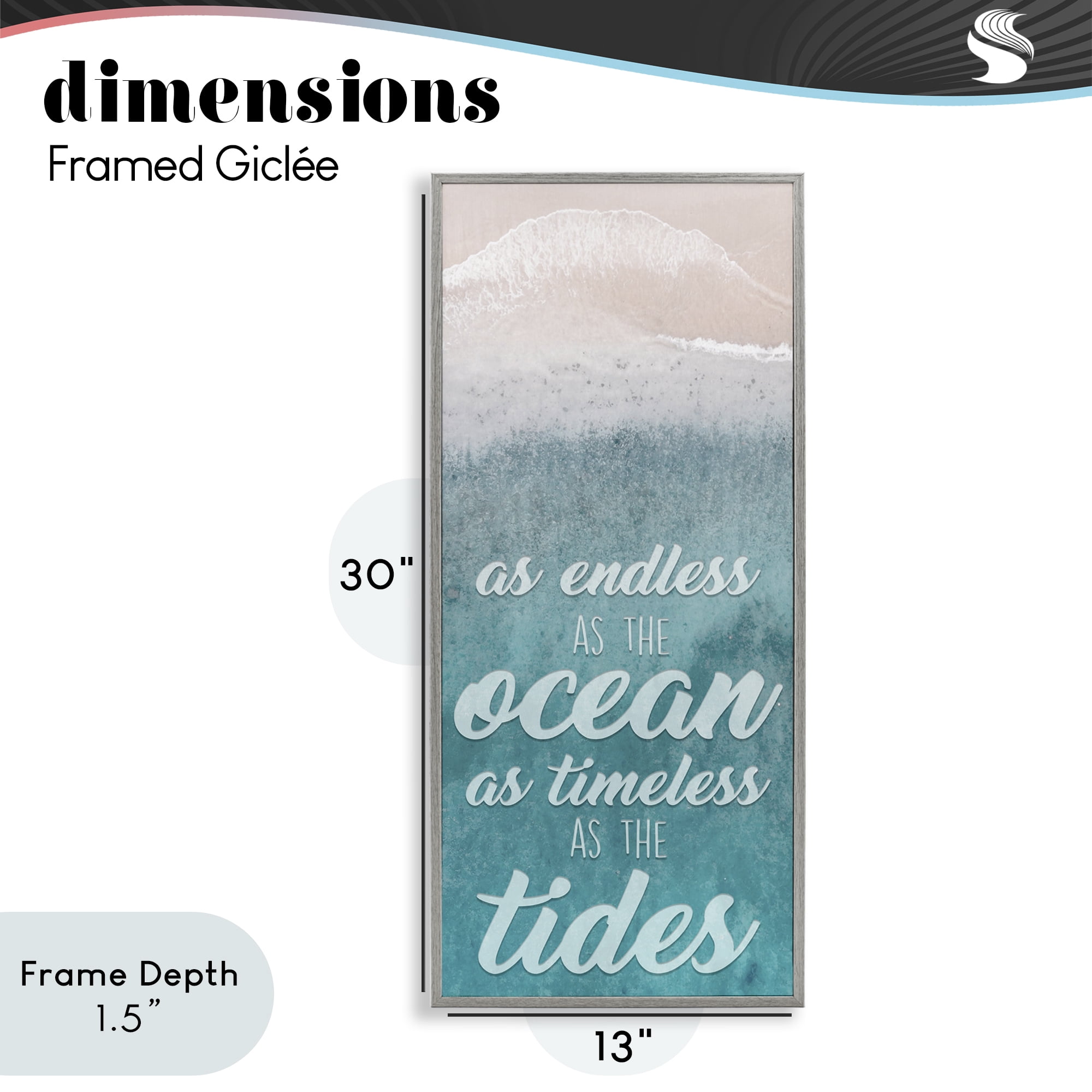 Stupell Industries Endless Ocean Timeless Tides Gray Framed Giclee Art, design by Marcus Prime