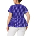 thumbnail image 3 of Agnes Orinda Women's Plus Size Valentines Day Tops Peplum Hem Short Sleeve Summer Polka Dot Shirts Blouses 1X Royal Blue, 3 of 6