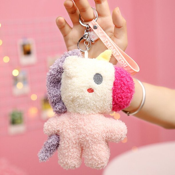 16 cm bolsa de dibujos animados llavero bolsa colgante esponja Animal conejo juguete unicornio cerdo ganso muñeca Navidad bolsa decoración niños regalo zhangyuxiang LED