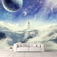 thumbnail image 2 of IDEA4WALL 4pcs Outer Space Peel and Stick Wallpaper Removable Wall Murals Large Wall Stickers for Home Decoration, 66"x24", 2 of 4