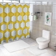 thumbnail image 7 of Chilfamy  Yellow and White Shower Curtain, Hexagonal Pattern Honeycomb Beehive Simplistic Geometrical Monochrome, Cloth Fabric Bathroom Decor Set with Hooks, Yellow White, 7 of 7