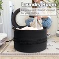 thumbnail image 5 of CherryNow Cesta extra grande para la colada negra, cesta de almacenamiento de cuerda para baño, dormitorio, sala de estar, entrada, cesta grande para almohadas, juguetes, ropa, 22 x 14 pulgadas, 5 of 5