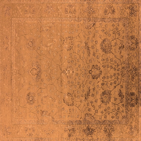 Ahgly Company Indoor Square Oriental Orange Industrial Area Rugs, 8' Square