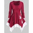 thumbnail image 2 of Camiseta en Capas Pañuelo Recortado Rosegal Mangas largas de talla grande, 2 of 5