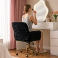 thumbnail image 3 of SESSLIFE Vanity Chair, Height Adjustable Velvet Makeup Chair, Comfy Home Desk Chiar with Gold Legs, 360° Swivel Office Chair for Bedroom, Black, 3 of 9
