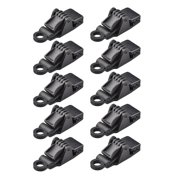 Raindrops  10 Pcs Heavy Duty Tent Clip Hooks Tarp Clips Awning Clamp Stake Kit Black