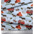 thumbnail image 3 of Soimoi Blue Poly Georgette Fabric Barn & Pet Animals Farm Print Sewing Fabric Yard 52 Inch Wide, 3 of 3