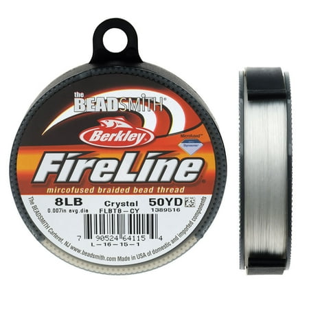 FireLine Braided Beading Thread, 8lb Test and 0.007 Thick, 50 Yards, Crystal Clear