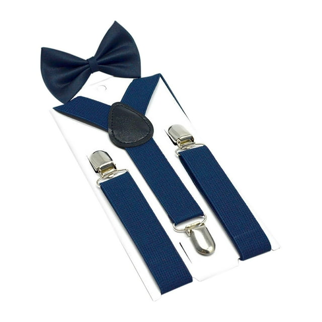 MERIGLARE Bretelles pour Enfants Nœud Réglable Y Dos pour Costume de Danse de Mariage Bleu Foncé