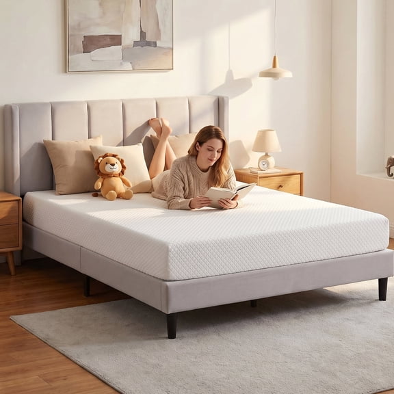 8 Inch Twin Size Mattress, Cooling Green Tea Gel Memory Foam Mattress in a Box, Medium Firm Support, Pressure Relief & Cooling Sleep Surface, CertiPUR-US Certified