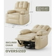 thumbnail image 3 of IDEALHOUSE Sofa Bed 360° Swivel Rocking Recliner Chair Oversized Manual Recline PU Leather Massage Lounge Sofa Bed with Heat Pull Handle for Living Room Bedroom Beige, 3 of 8