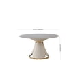 Leavader 53” White Sintered Stone Round Dining Table with Lotus Shaped ...