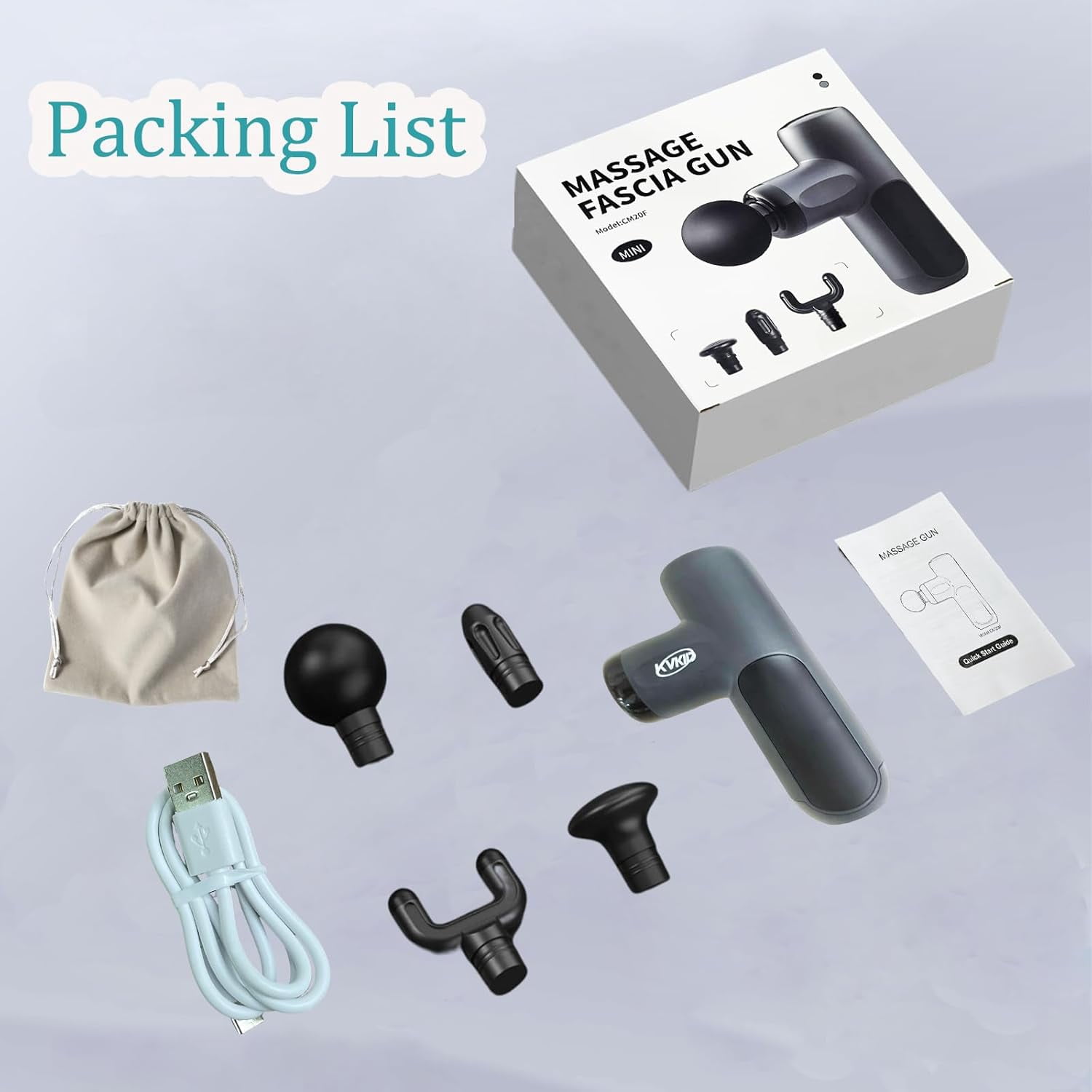 Mini Massager Gun Deep Tissue with 4 Attachments, Portable Muscle Massager for Back Body Sore Muscles Pain Relief Rechargeable Small Massage Gun for Office Home Athletes