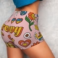 thumbnail image 3 of Picia Retro 70s Hippie Printed Workout Shorts for Women Seamless Scrunch Butt Lifting High Waisted Yoga Gym Booty Running Moisture-wicking Short Pants-Small, 3 of 9