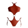 thumbnail image 5 of Sngxgn Women's Swimsuit Plunge Neckline Cutout Criss Cross Bathing Suit(Red,S), 5 of 6