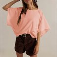 thumbnail image 7 of Czanzd Women's Oversized Cotton Short Sleeve T Shirt,Pink,S, 7 of 7