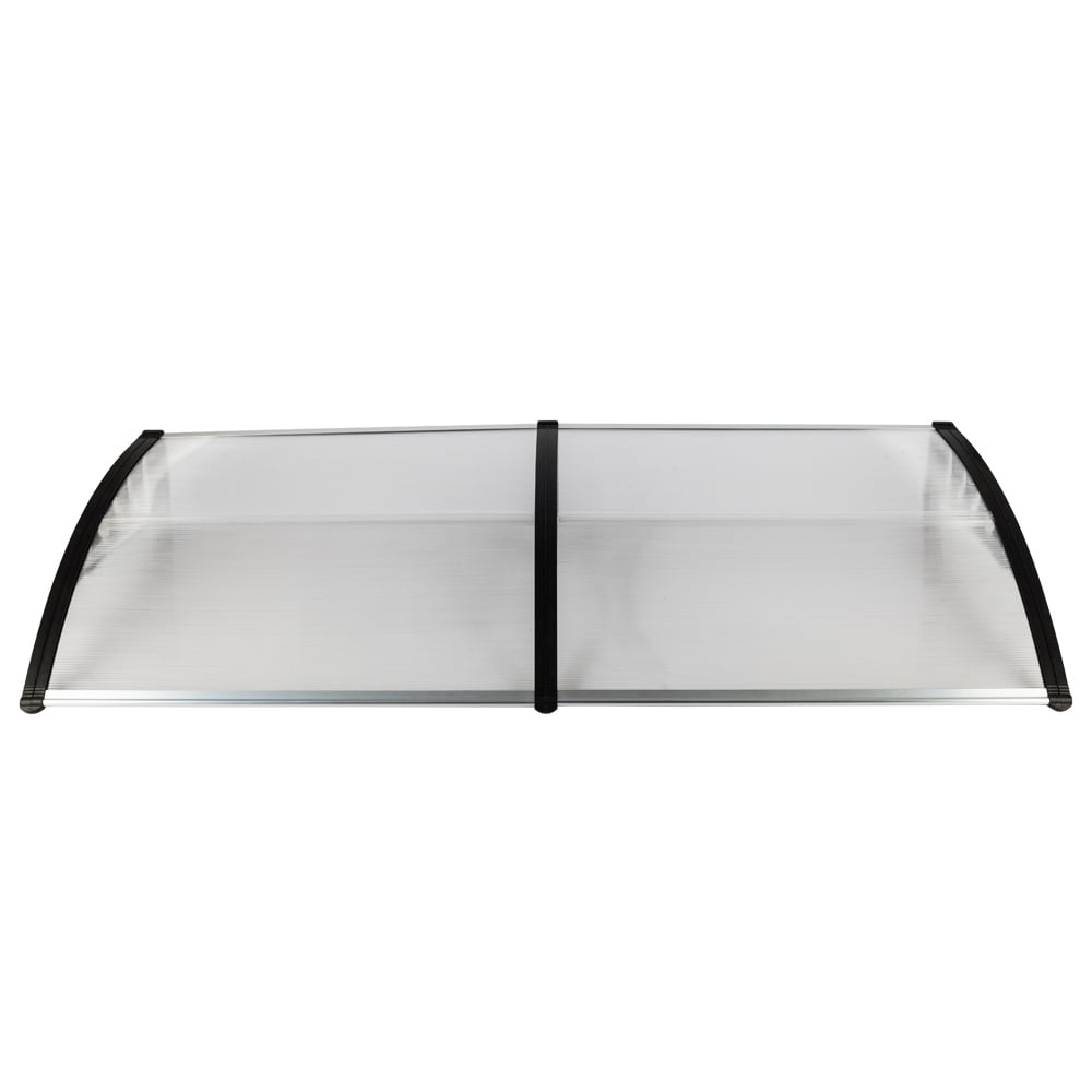 Door & Window Rain Cover Eaves Transparent Board & Gray Holder for Household Application (120*38in)