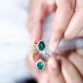 thumbnail image 5 of Rosec Jewels Lab Grown Emerald Cocktail Ring with Diamond Halo for Women (AAAA Quality), 18K Yellow Gold, US 11.00, 5 of 9