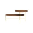 thumbnail image 6 of Dyllan Mid-Century Modern 2-Tier Coffee Table, Gold Base with Brown Top, 6 of 15