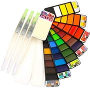 ARTSY Watercolor Paint Set – 42 Assorted Colors with 3 Brushes – Perfect Foldable Watercolor Field Sketch Set for Outdoor Painting –Travel Pocket Watercolor Kit