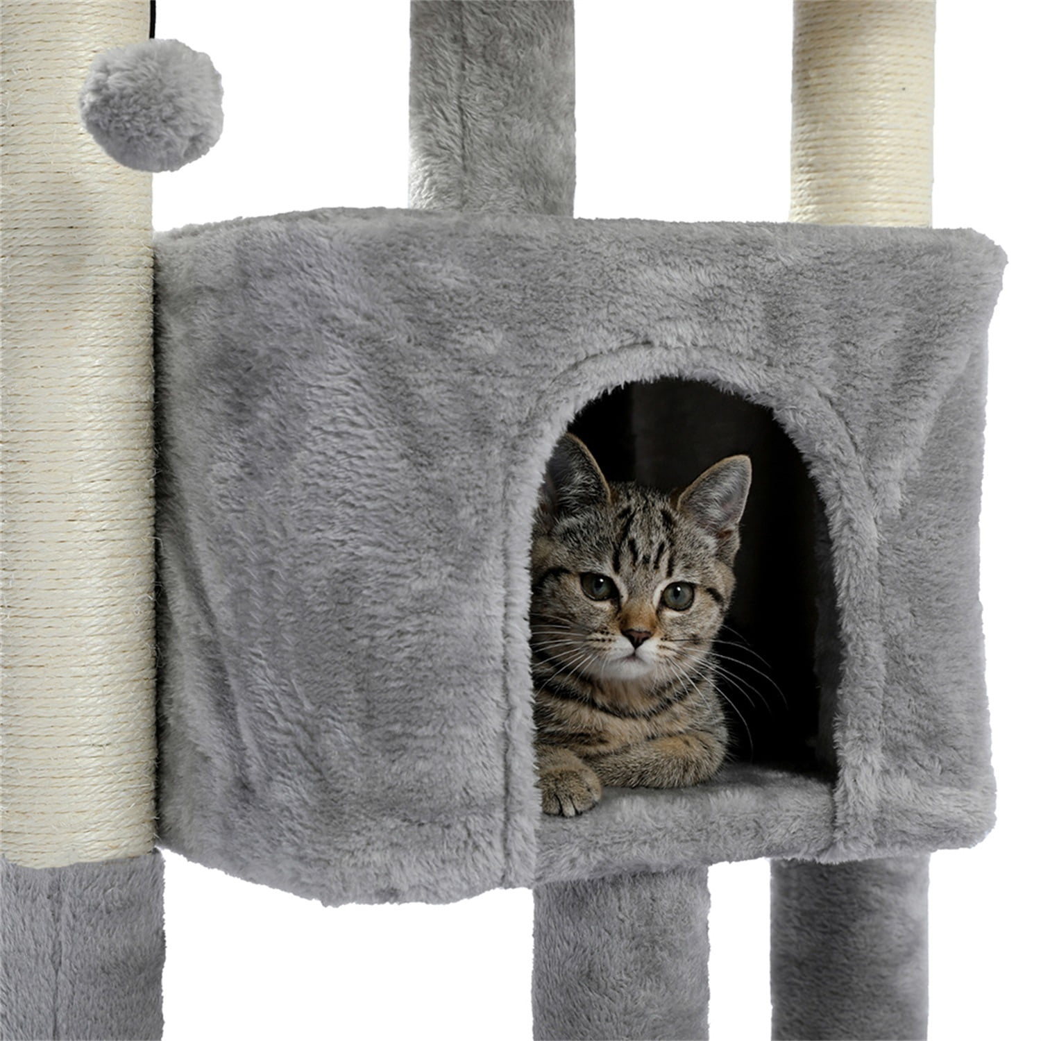 Pefilos Cat Tree Cat Houses for Outdoor Cats Cat Condo for Large Cats with Sisal Scratching Posts, Cat Nest for Indoor Cats Plush Perch, Cat Tower Furniture Cat Bed, Gray Pefilos Cat Tree Cat Houses for Outdoor Cats Cat Condo for Large Cats with Sisal Scratching Posts, Cat Nest for Indoor Cats Plush Perch, Cat Tower Furniture Cat Bed, Gray