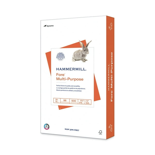 Hammermill - Fore Multipurpose Paper, 20lb, 96 Bright, 8-1/2 x 14" - 1 Ream