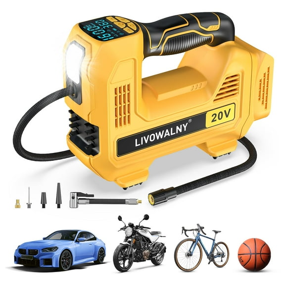 Compresor de aire portátil LIVOWALNY, inflador de neumáticos inalámbrico, 160 psi