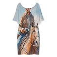 thumbnail image 3 of Western Cowboy Women's Off The Shoulder Ruffles Summer Wedding Guest Loose Casual Party Beach Dress, 3 of 9