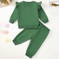 thumbnail image 4 of TOWED22 Infant Toddler Baby Girl 2 Piece Fall Winter Clothing Set Fall Winter Long Sleeve Sweatshirt + Pants Outfits(Dark Green,6-12 M), 4 of 4
