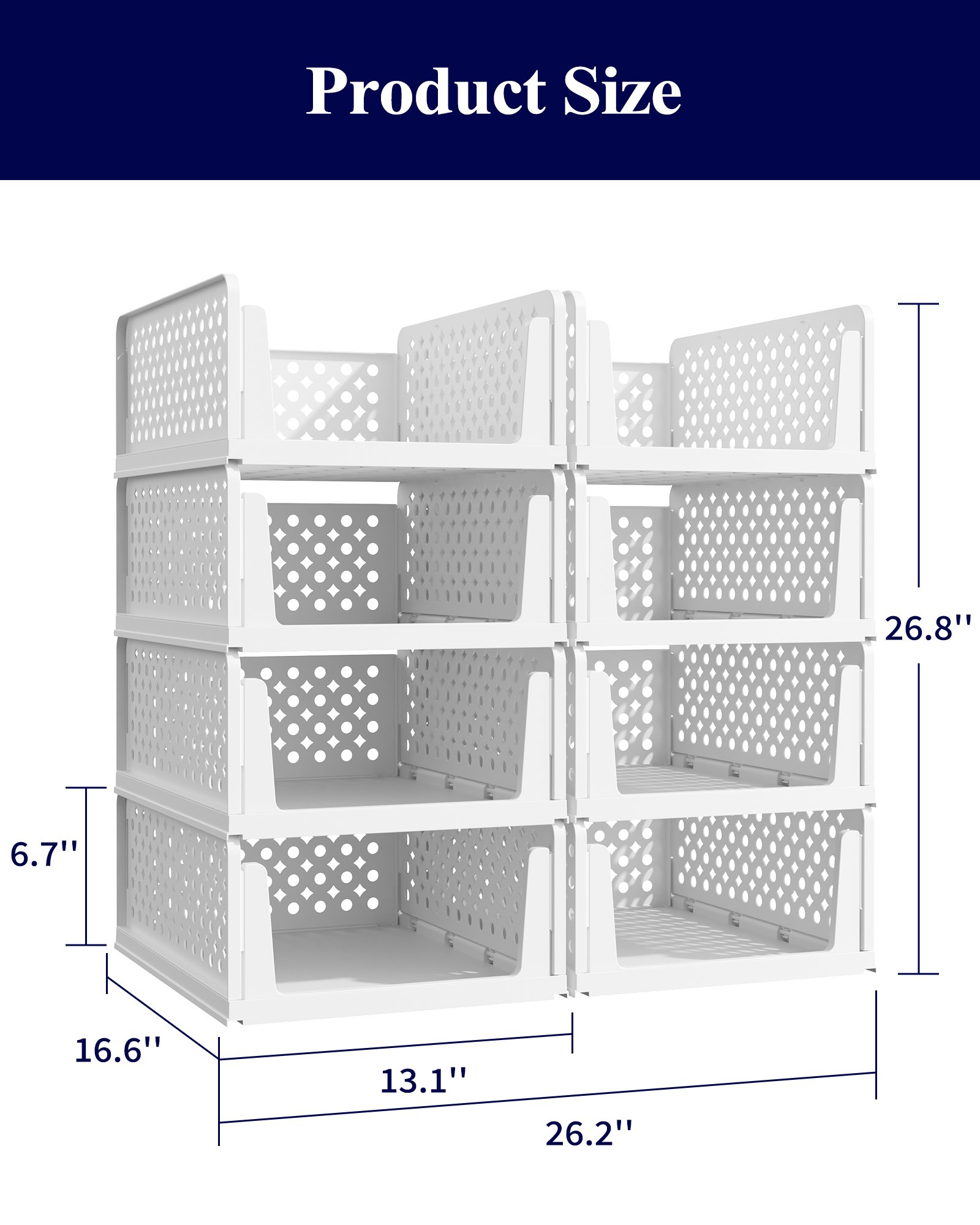 Kitsure 8-Pack Closet Organizer Drawers, Stackable, Gray photo 6