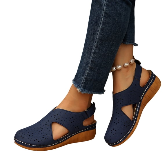 Closed Toe Sandals for Women Summer Comfortable Wedge Fisherman Sandals Arch Support Cut Out Breathable Fashion Sandal Lightweight Memory Foam Platform Walking Orthopedic Shoes, 43